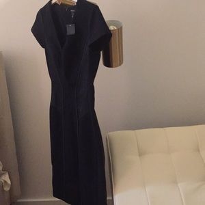 Brand New! Club Monaco V Neck Navy Wool Dress